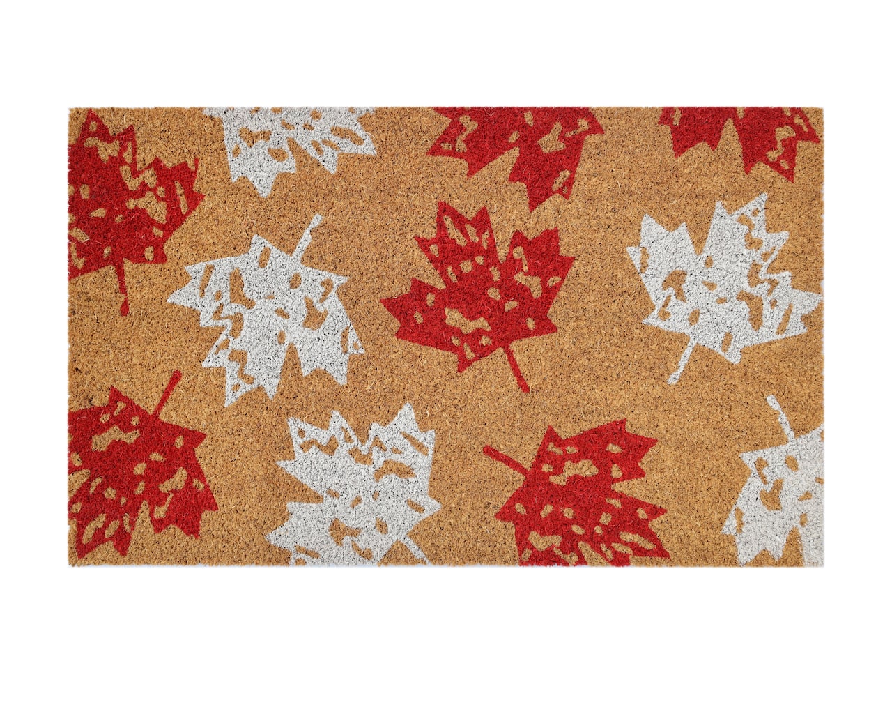 17.75" Red & White Maple Leaves Doormat by Celebrate It™